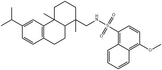 N-[(1,4a-dimethyl-6-propan-2-yl-2,3,4,9,10,10a-hexahydrophenanthren-1-yl)methyl]-4-methoxynaphthalene-1-sulfonamide Struktur