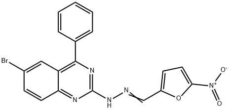 6-bromo-N-[(E)-(5-nitrofuran-2-yl)methylideneamino]-4-phenylquinazolin-2-amine Struktur