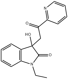 1-ethyl-3-hydroxy-3-(2-oxo-2-pyridin-2-ylethyl)indol-2-one Struktur