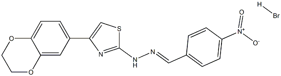 4-(2,3-dihydro-1,4-benzodioxin-6-yl)-N-[(E)-(4-nitrophenyl)methylideneamino]-1,3-thiazol-2-amine hydrobromide Struktur