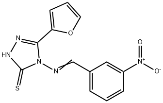 3-(furan-2-yl)-4-[(E)-(3-nitrophenyl)methylideneamino]-1H-1,2,4-triazole-5-thione Struktur