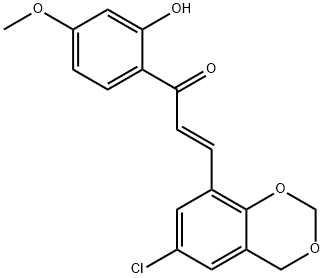 (E)-3-(6-chloro-4H-1,3-benzodioxin-8-yl)-1-(2-hydroxy-4-methoxyphenyl)prop-2-en-1-one Struktur