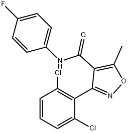 3-(2,6-dichlorophenyl)-N-(4-fluorophenyl)-5-methyl-1,2-oxazole-4-carboxamide Struktur