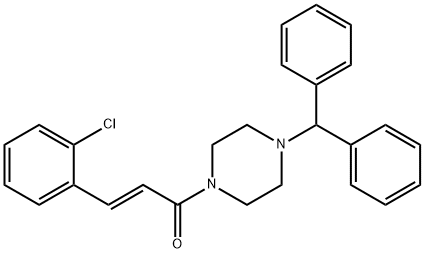 (E)-1-(4-benzhydrylpiperazin-1-yl)-3-(2-chlorophenyl)prop-2-en-1-one Struktur