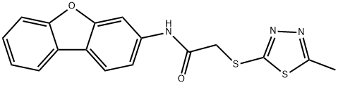 N-dibenzofuran-3-yl-2-[(5-methyl-1,3,4-thiadiazol-2-yl)sulfanyl]acetamide Struktur