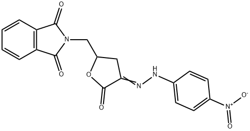 2-[[(4Z)-4-[(4-nitrophenyl)hydrazinylidene]-5-oxooxolan-2-yl]methyl]isoindole-1,3-dione Struktur