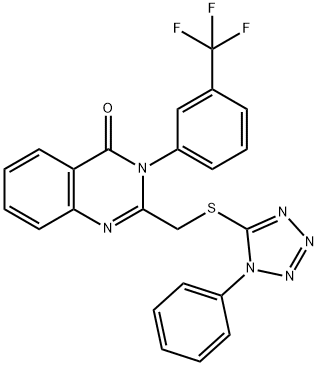 2-[(1-phenyltetrazol-5-yl)sulfanylmethyl]-3-[3-(trifluoromethyl)phenyl]quinazolin-4-one Struktur