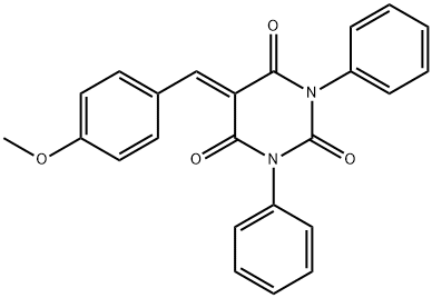 5-[(4-methoxyphenyl)methylidene]-1,3-diphenyl-1,3-diazinane-2,4,6-trione Struktur