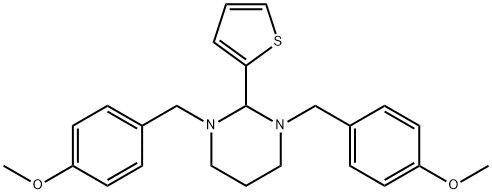 1,3-bis[(4-methoxyphenyl)methyl]-2-thiophen-2-yl-1,3-diazinane Struktur