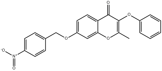 2-methyl-7-[(4-nitrophenyl)methoxy]-3-phenoxychromen-4-one Struktur