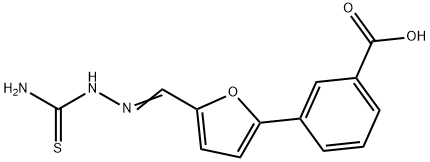 3-[5-[(E)-(carbamothioylhydrazinylidene)methyl]furan-2-yl]benzoic acid Struktur