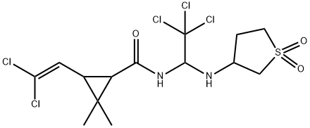 3-(2,2-dichloroethenyl)-2,2-dimethyl-N-[2,2,2-trichloro-1-[(1,1-dioxothiolan-3-yl)amino]ethyl]cyclopropane-1-carboxamide Struktur