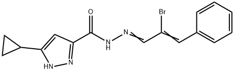 N-[(E)-[(Z)-2-bromo-3-phenylprop-2-enylidene]amino]-5-cyclopropyl-1H-pyrazole-3-carboxamide Struktur