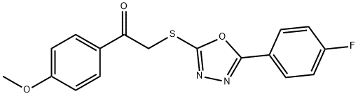 2-[[5-(4-fluorophenyl)-1,3,4-oxadiazol-2-yl]sulfanyl]-1-(4-methoxyphenyl)ethanone Struktur