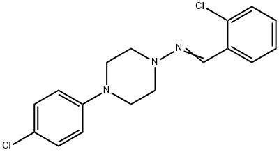 (E)-1-(2-chlorophenyl)-N-[4-(4-chlorophenyl)piperazin-1-yl]methanimine Struktur