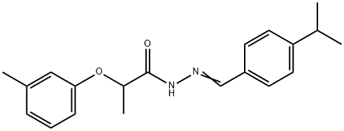 2-(3-methylphenoxy)-N-[(4-propan-2-ylphenyl)methylideneamino]propanamide Struktur