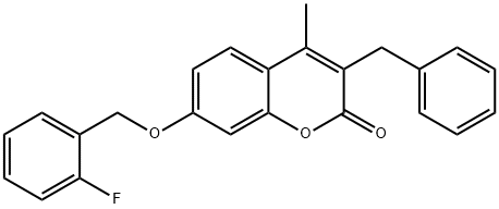 3-benzyl-7-[(2-fluorophenyl)methoxy]-4-methylchromen-2-one Struktur