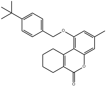 1-[(4-tert-butylphenyl)methoxy]-3-methyl-7,8,9,10-tetrahydrobenzo[c]chromen-6-one Struktur