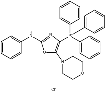 (2-anilino-5-morpholin-4-yl-1,3-oxazol-4-yl)-triphenylphosphanium chloride Struktur