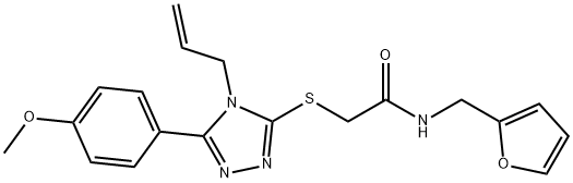 N-(furan-2-ylmethyl)-2-[[5-(4-methoxyphenyl)-4-prop-2-enyl-1,2,4-triazol-3-yl]sulfanyl]acetamide Struktur