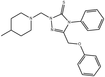 2-[(4-methylpiperidin-1-yl)methyl]-5-(phenoxymethyl)-4-phenyl-1,2,4-triazole-3-thione Struktur