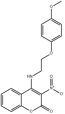 4-[2-(4-methoxyphenoxy)ethylamino]-3-nitrochromen-2-one Struktur