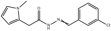 N-[(E)-(3-chlorophenyl)methylideneamino]-2-(1-methylpyrrol-2-yl)acetamide Struktur