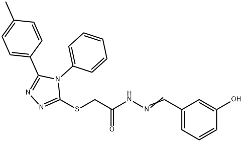 N-[(E)-(3-hydroxyphenyl)methylideneamino]-2-[[5-(4-methylphenyl)-4-phenyl-1,2,4-triazol-3-yl]sulfanyl]acetamide Struktur