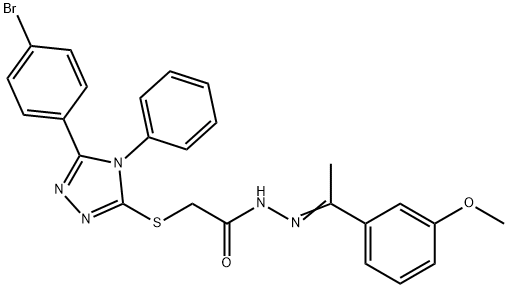 2-[[5-(4-bromophenyl)-4-phenyl-1,2,4-triazol-3-yl]sulfanyl]-N-[(E)-1-(3-methoxyphenyl)ethylideneamino]acetamide Struktur