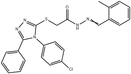 2-[[4-(4-chlorophenyl)-5-phenyl-1,2,4-triazol-3-yl]sulfanyl]-N-[(E)-(2-methylphenyl)methylideneamino]acetamide Struktur