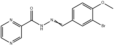 N-[(E)-(3-bromo-4-methoxyphenyl)methylideneamino]pyrazine-2-carboxamide Struktur