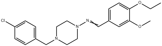 (E)-N-[4-[(4-chlorophenyl)methyl]piperazin-1-yl]-1-(4-ethoxy-3-methoxyphenyl)methanimine Struktur