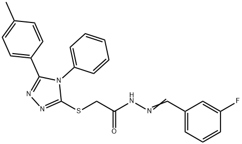 N-[(E)-(3-fluorophenyl)methylideneamino]-2-[[5-(4-methylphenyl)-4-phenyl-1,2,4-triazol-3-yl]sulfanyl]acetamide Struktur