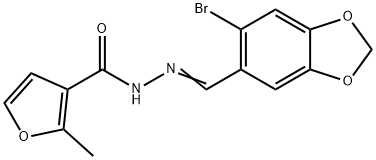 N-[(E)-(6-bromo-1,3-benzodioxol-5-yl)methylideneamino]-2-methylfuran-3-carboxamide Struktur