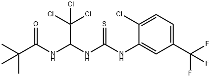 2,2-dimethyl-N-[2,2,2-trichloro-1-[[2-chloro-5-(trifluoromethyl)phenyl]carbamothioylamino]ethyl]propanamide Struktur