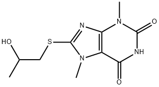 8-(2-hydroxypropylsulfanyl)-3,7-dimethylpurine-2,6-dione Struktur