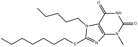 8-heptylsulfanyl-3-methyl-7-pentylpurine-2,6-dione Struktur