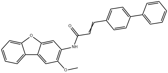 (E)-N-(2-methoxydibenzofuran-3-yl)-3-(4-phenylphenyl)prop-2-enamide Struktur