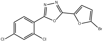 2-(5-bromofuran-2-yl)-5-(2,4-dichlorophenyl)-1,3,4-oxadiazole Struktur