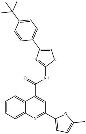 N-[4-(4-tert-butylphenyl)-1,3-thiazol-2-yl]-2-(5-methylfuran-2-yl)quinoline-4-carboxamide Struktur