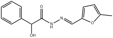 2-hydroxy-N-[(E)-(5-methylfuran-2-yl)methylideneamino]-2-phenylacetamide Struktur