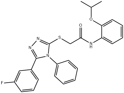 2-[[5-(3-fluorophenyl)-4-phenyl-1,2,4-triazol-3-yl]sulfanyl]-N-(2-propan-2-yloxyphenyl)acetamide Struktur