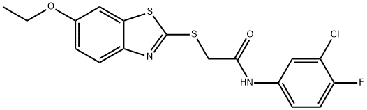 N-(3-chloro-4-fluorophenyl)-2-[(6-ethoxy-1,3-benzothiazol-2-yl)sulfanyl]acetamide Struktur