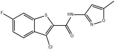 3-chloro-6-fluoro-N-(5-methyl-1,2-oxazol-3-yl)-1-benzothiophene-2-carboxamide Struktur