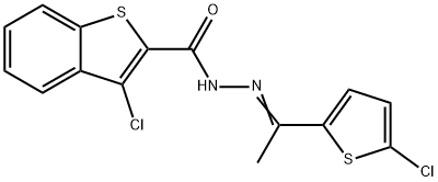 3-chloro-N-[(E)-1-(5-chlorothiophen-2-yl)ethylideneamino]-1-benzothiophene-2-carboxamide Struktur