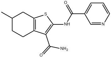 N-(3-carbamoyl-6-methyl-4,5,6,7-tetrahydro-1-benzothiophen-2-yl)pyridine-3-carboxamide Struktur