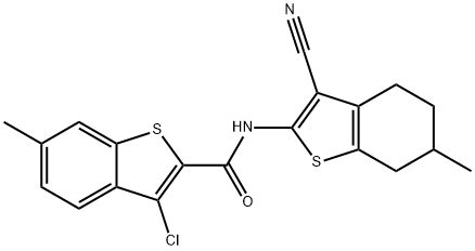 3-chloro-N-(3-cyano-6-methyl-4,5,6,7-tetrahydro-1-benzothiophen-2-yl)-6-methyl-1-benzothiophene-2-carboxamide Struktur