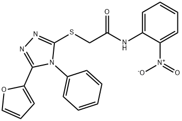 2-[[5-(furan-2-yl)-4-phenyl-1,2,4-triazol-3-yl]sulfanyl]-N-(2-nitrophenyl)acetamide Struktur