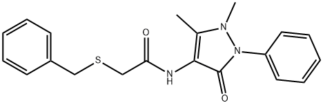 2-benzylsulfanyl-N-(1,5-dimethyl-3-oxo-2-phenylpyrazol-4-yl)acetamide Struktur