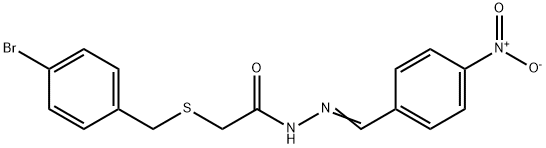 2-[(4-bromophenyl)methylsulfanyl]-N-[(E)-(4-nitrophenyl)methylideneamino]acetamide Struktur